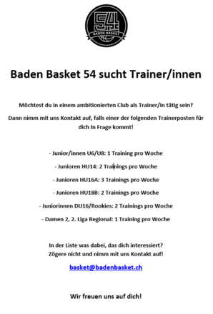 Baden Basket sucht Trainer:innen